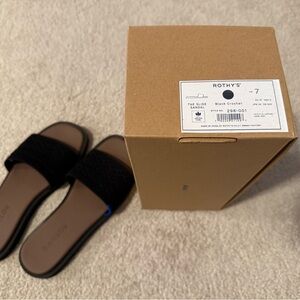 Rothy's Black Crochet Slide Sandal